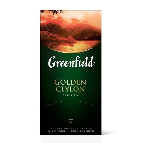 Чай Greenfield Golden Ceylon черный, 25 пакетов (Доставка осуществляется только совместно с Водой в 19 литровой таре)