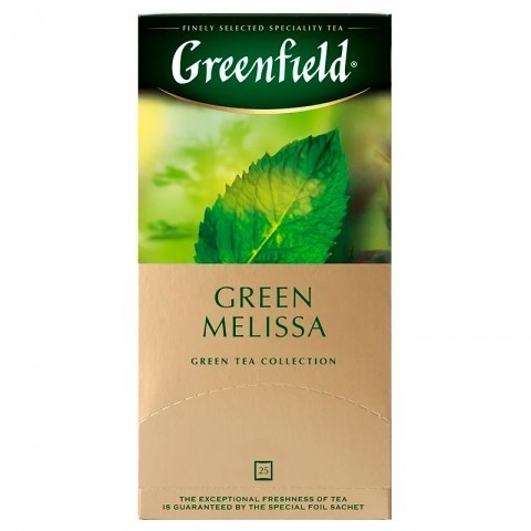 Чай Greenfield Green Melissa зеленый, 25 пакетов (Доставка осуществляется только совместно с Водой в 19 литровой таре)